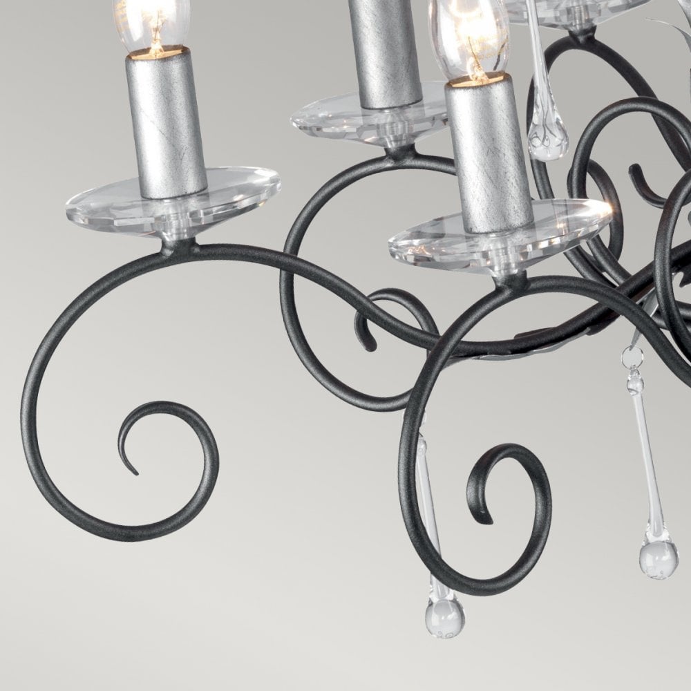 Amarilli Black and Silver Ten Arm Chandelier