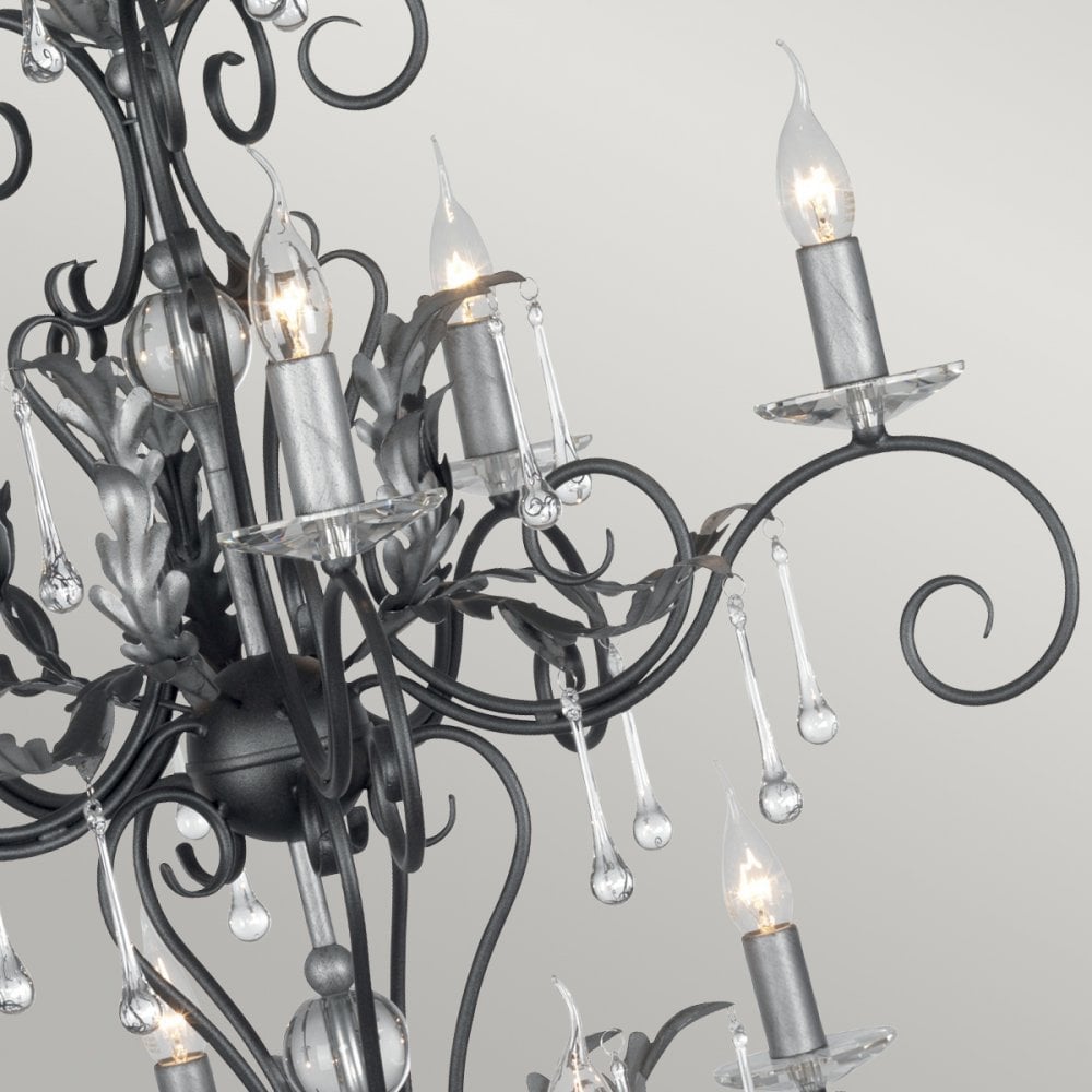 Amarilli Black and Silver 15 Light Chandelier