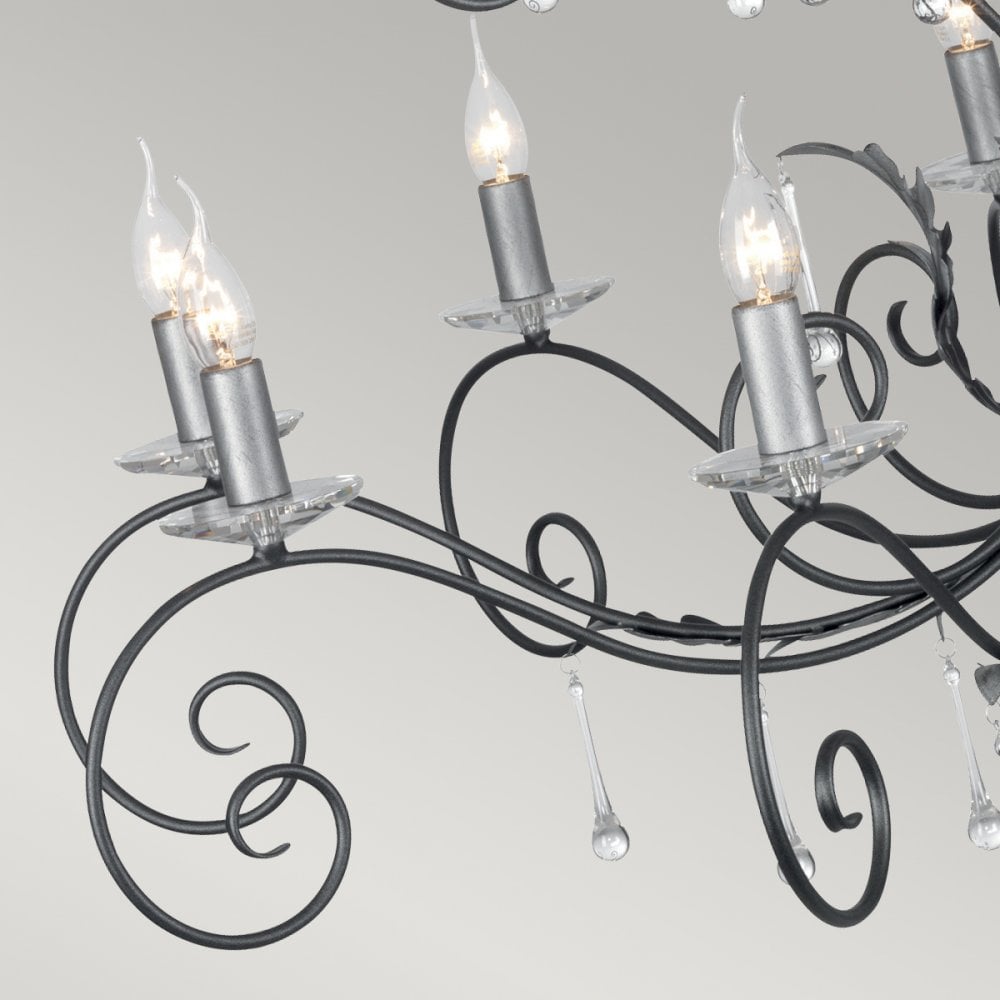 Amarilli Black and Silver 15 Light Chandelier