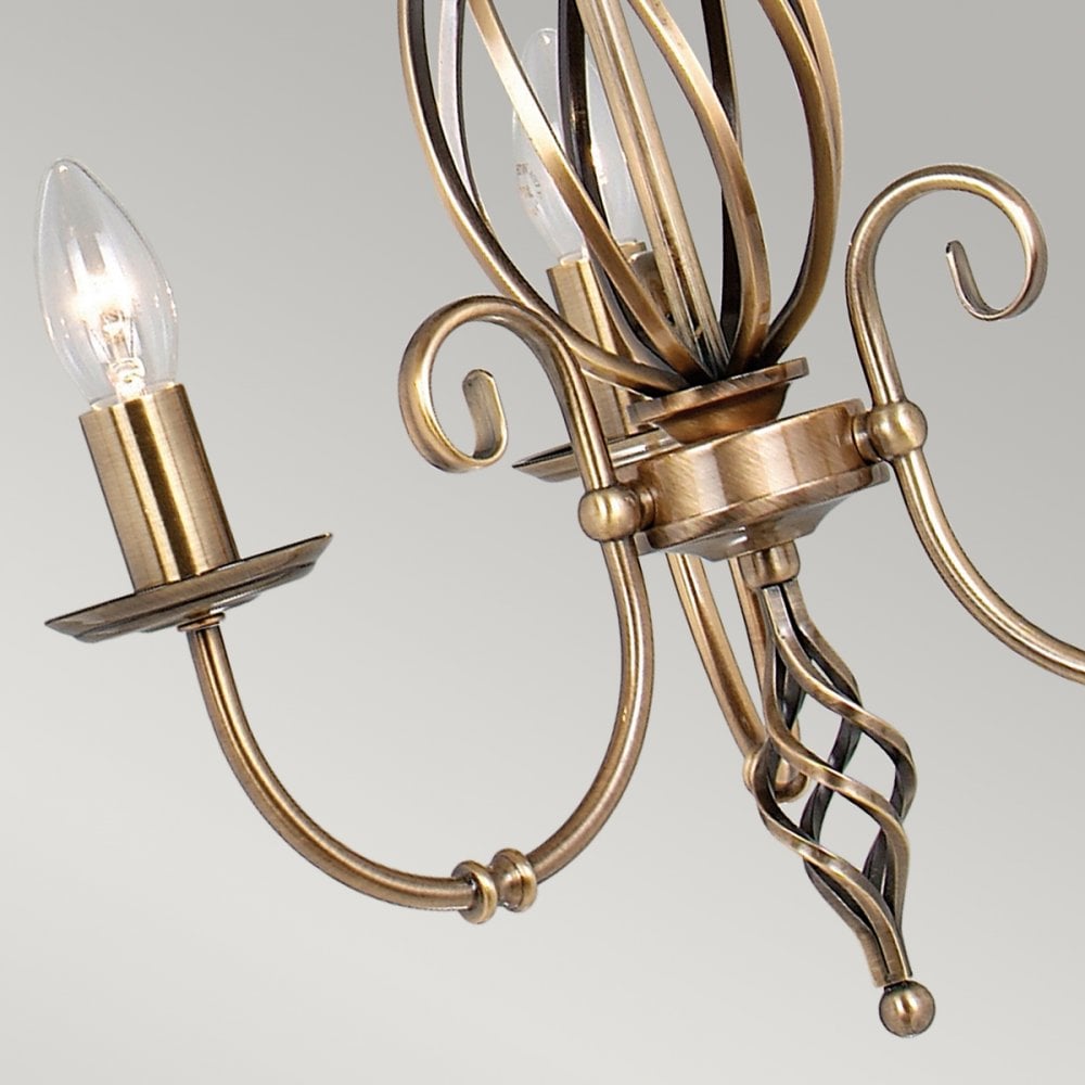 Artisan Three Light Flush Convertible Chandelier in Aged Brass