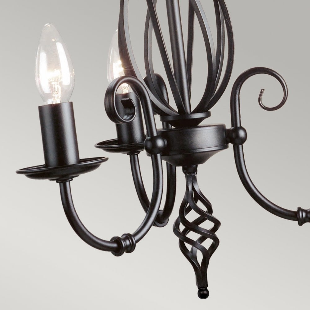 Artisan Three Light Flush Convertible Chandelier in Black
