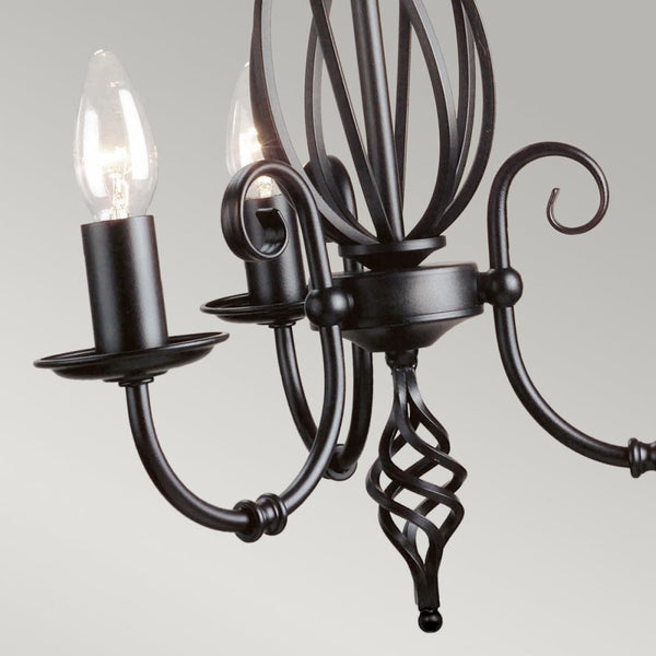 Artisan Three Light Flush Convertible Chandelier in Black