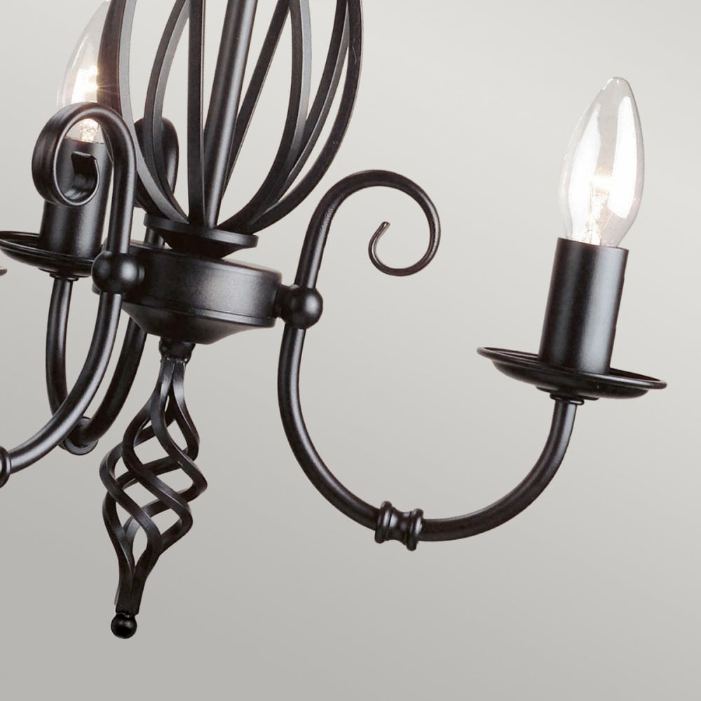 Artisan Three Light Flush Convertible Chandelier in Black