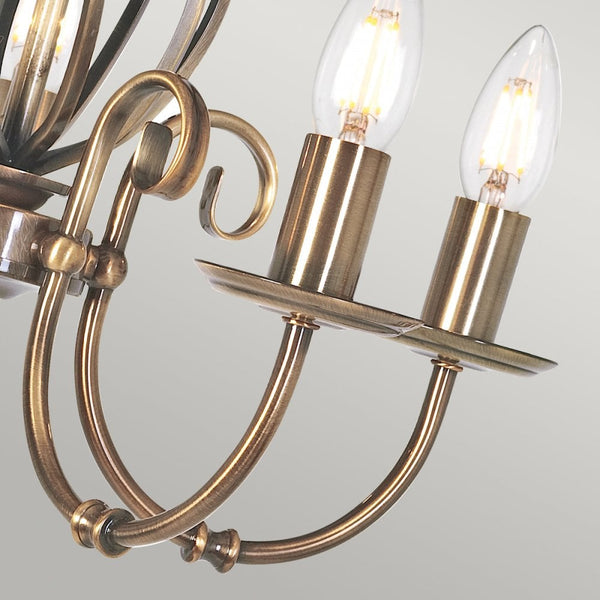 Artisan Five Light Flush Convertible Chandelier in Aged Brass