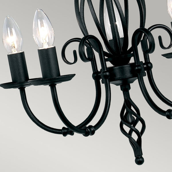 Artisan Five Light Flush Convertible Chandelier in Black