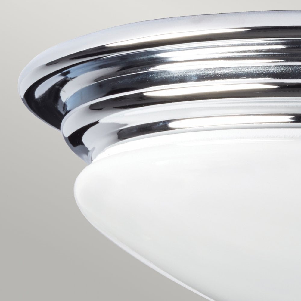 Brompton IP44 Flush Mount Ceiling Light in Polished Chrome with Frosted Diffuser