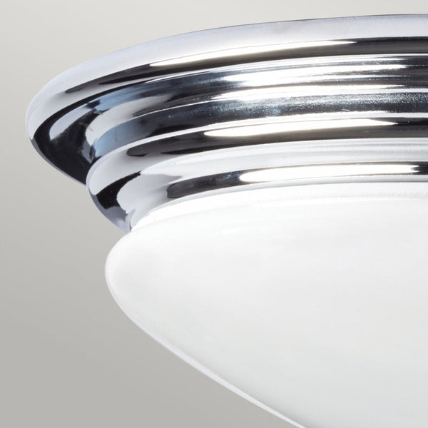 Brompton IP44 Flush Mount Ceiling Light in Polished Chrome with Frosted Diffuser