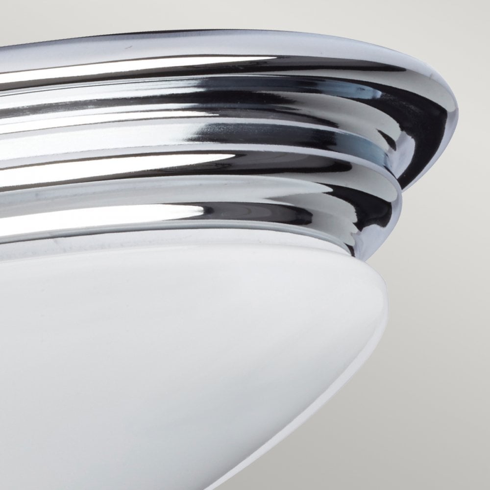 Brompton IP44 Flush Mount Ceiling Light in Polished Chrome with Frosted Diffuser