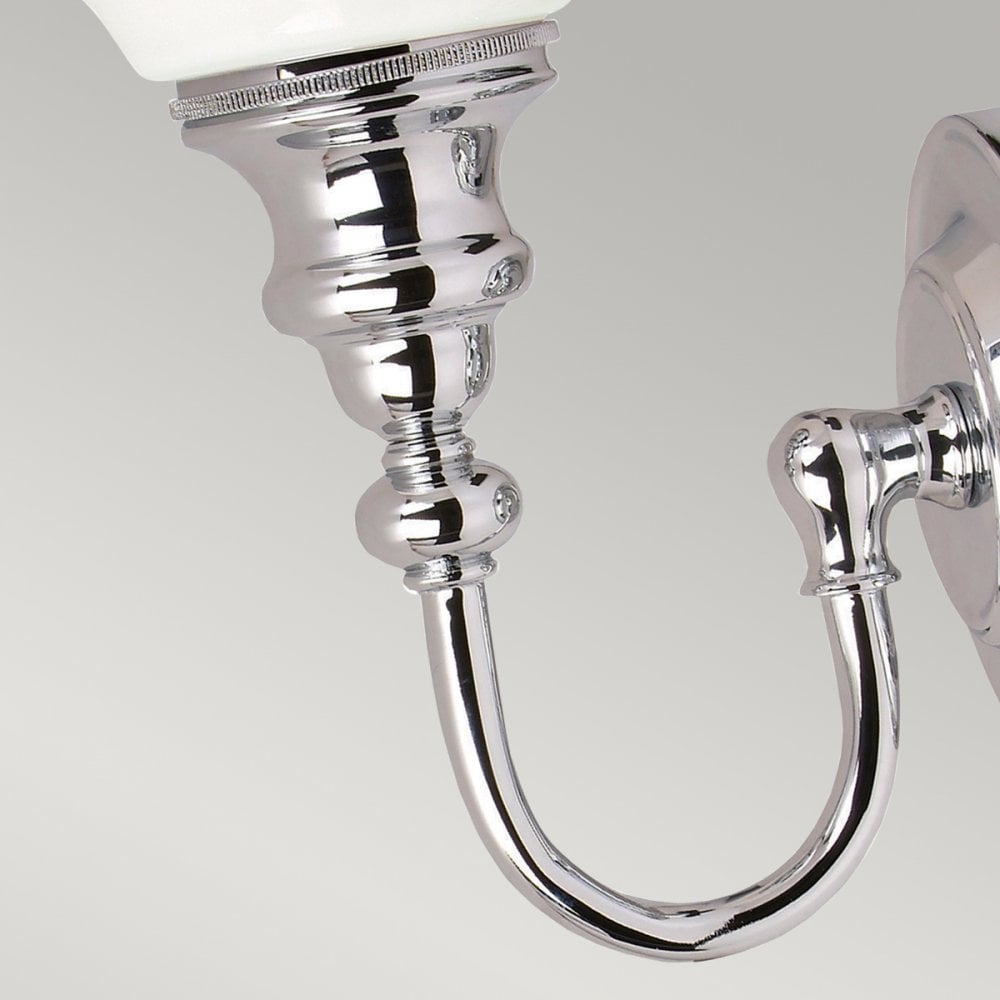 Cheadle IP44 Bathroom Wall Light in Polished Chrome and Opal Shade