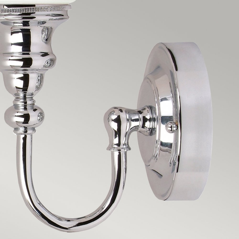 Cheadle IP44 Bathroom Wall Light in Polished Chrome and Opal Shade