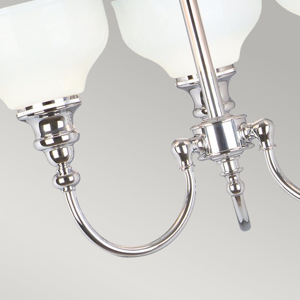 Cheadle IP44 Bathroom Semi Flush Ceiling Light in Polished Chrome & Opal Shades