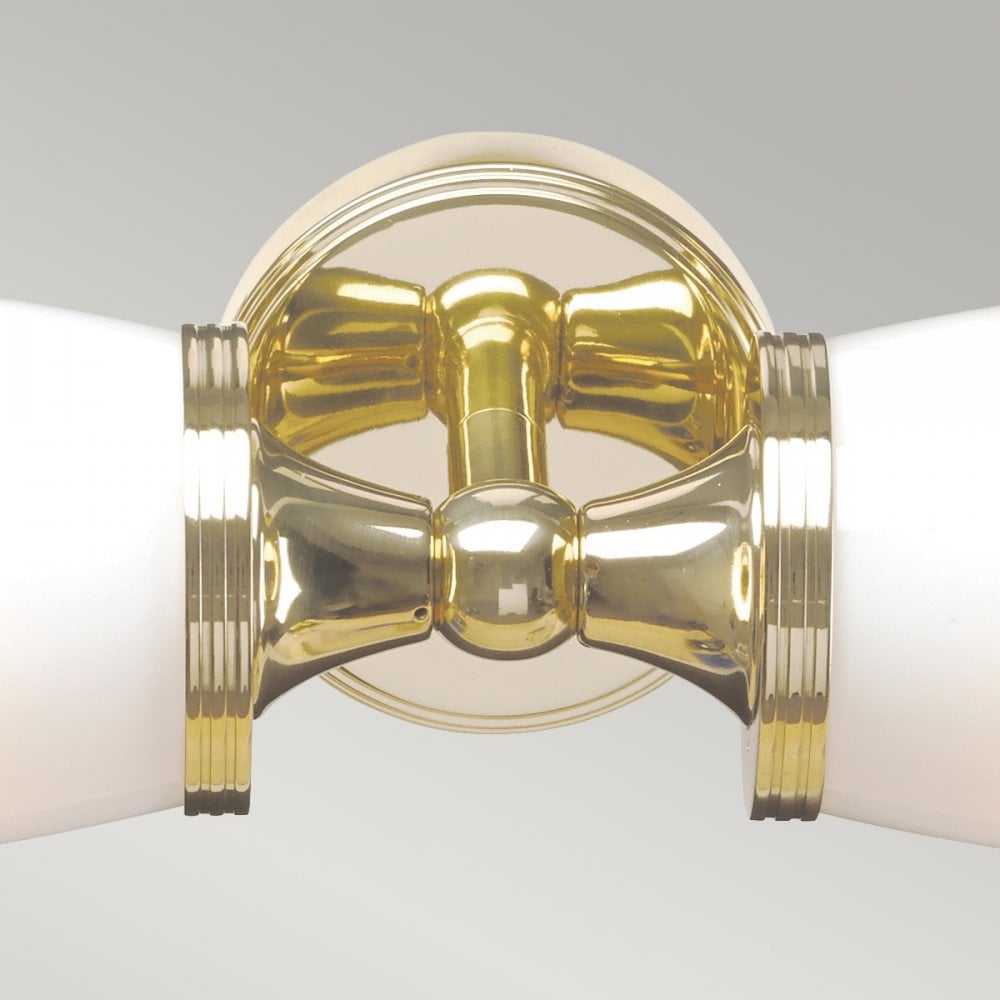 Eliot Twin IP44 Bathroom Wall Light in Polished Brass