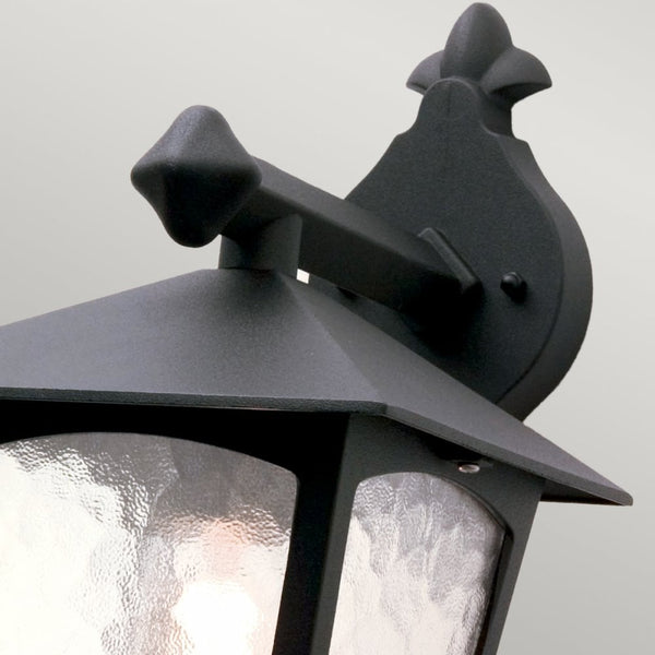 York Exterior Wall Down Lantern in Black with Ripple Glass
