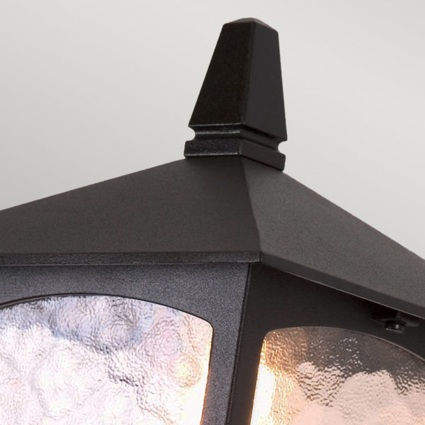 York Exterior Wall Up Lantern in Black with Ripple Glass