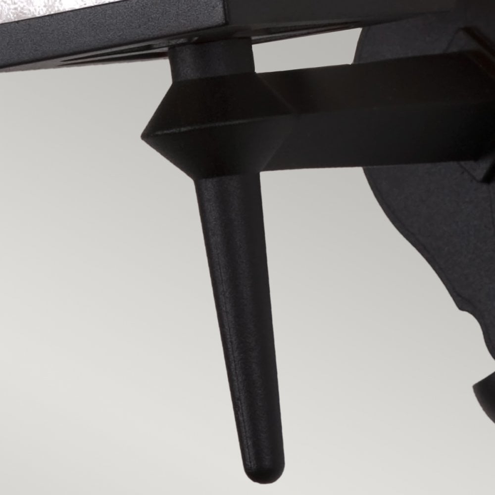 York Exterior Wall Up Lantern in Black with Ripple Glass