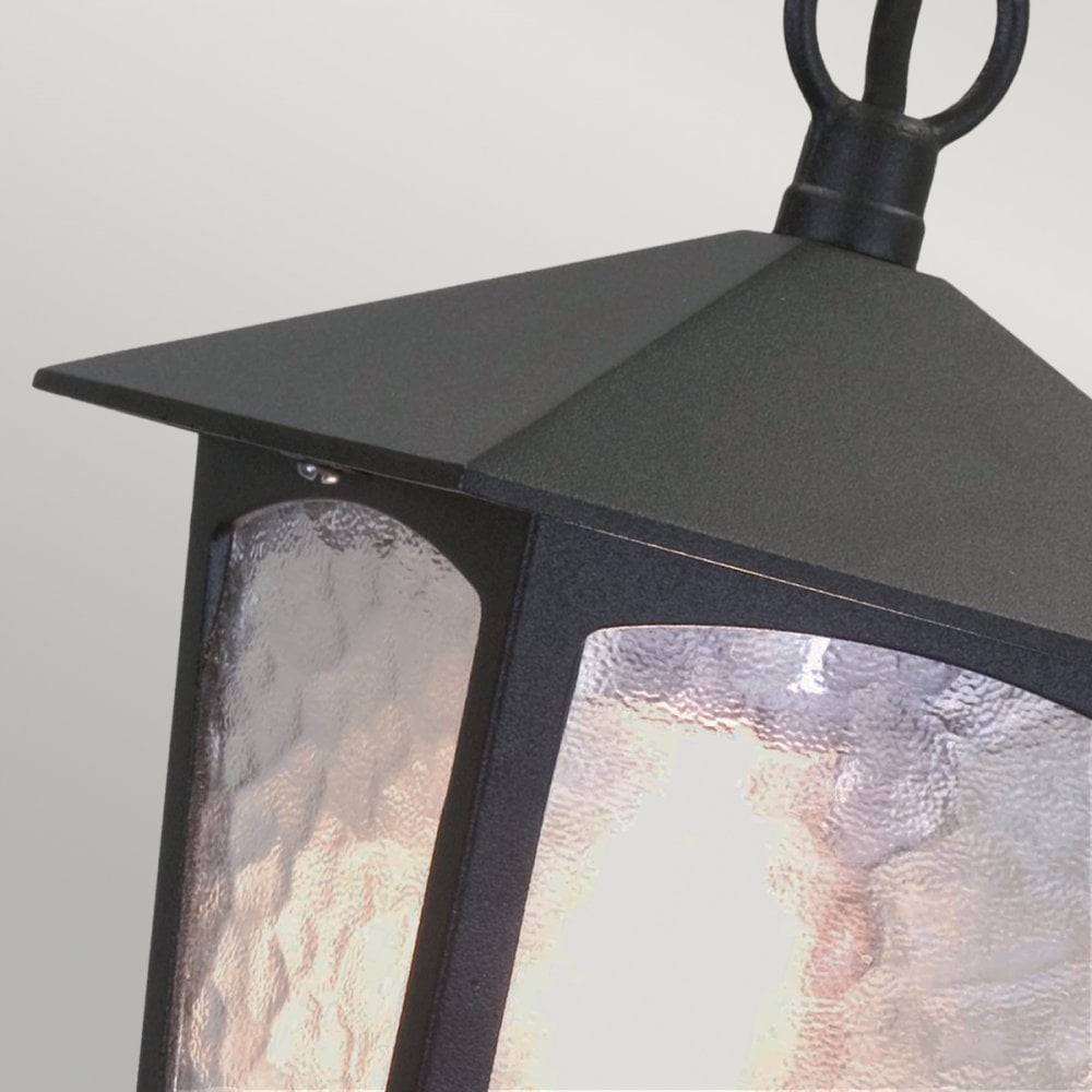 York Exterior Porch Chain Pendant Lantern in Black with Ripple Glass