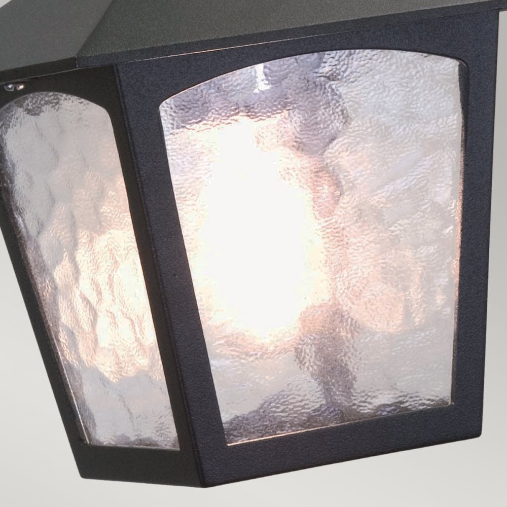 York Exterior Porch Chain Pendant Lantern in Black with Ripple Glass