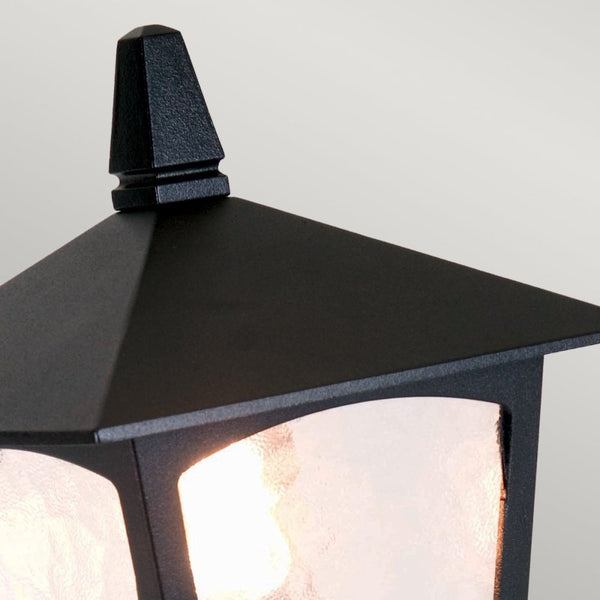 York Exterior Pedestal Lantern in Black with Ripple Glass