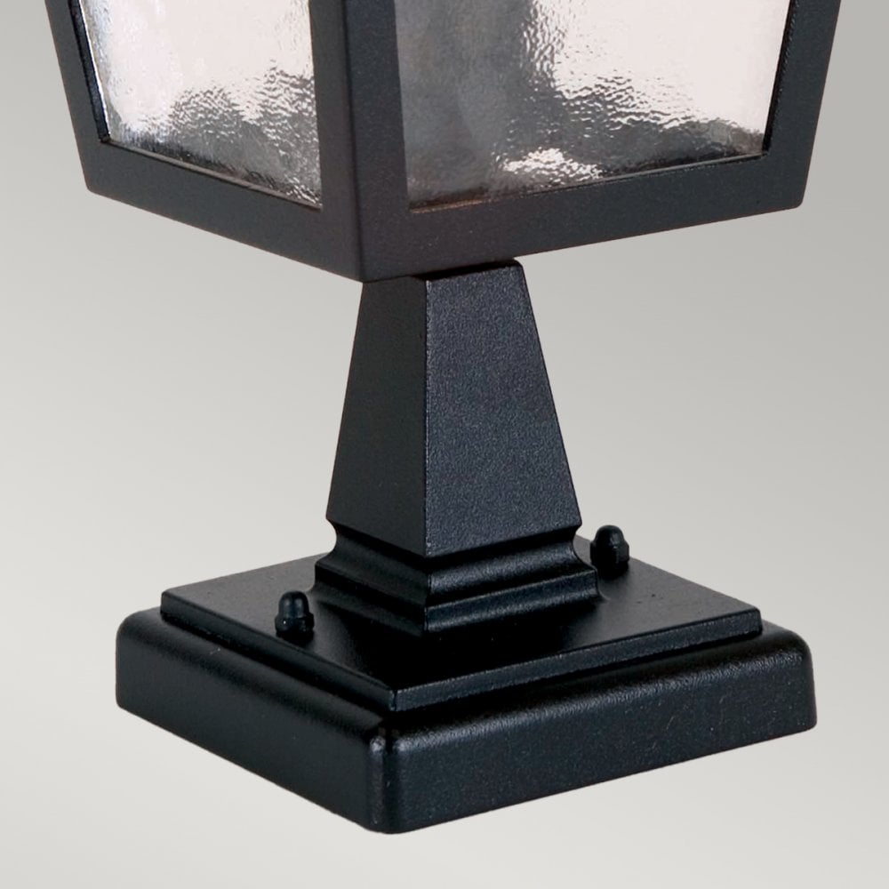 York Exterior Pedestal Lantern in Black with Ripple Glass
