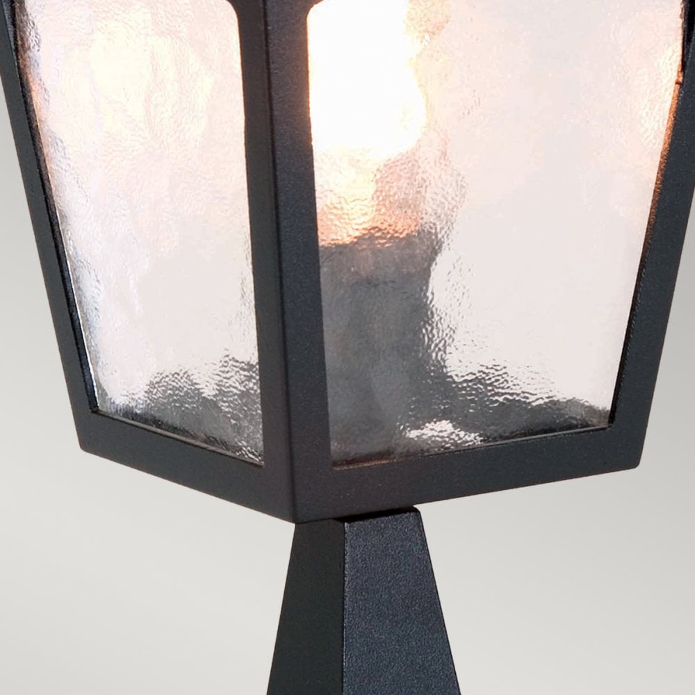 York Exterior Pedestal Lantern in Black with Ripple Glass