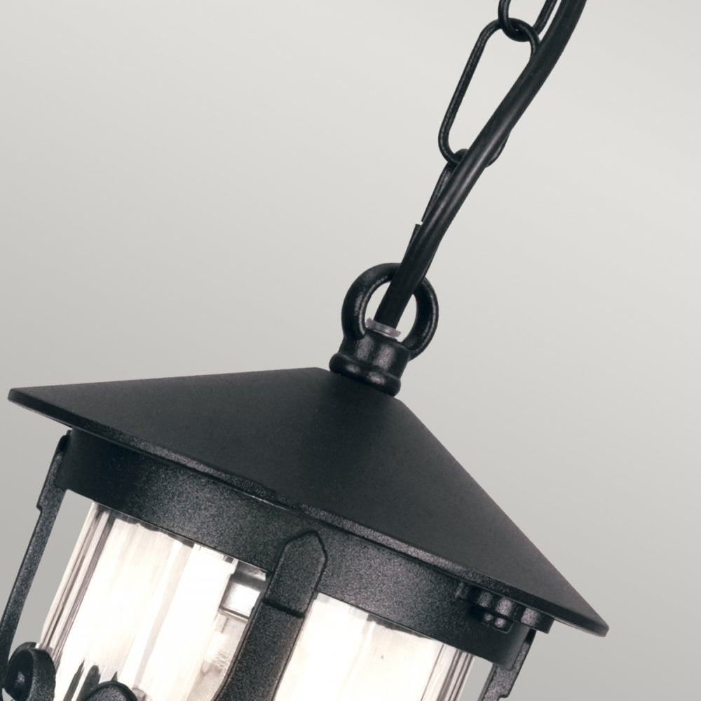 Hereford IP23 Exterior Porch Chain Lantern in Black
