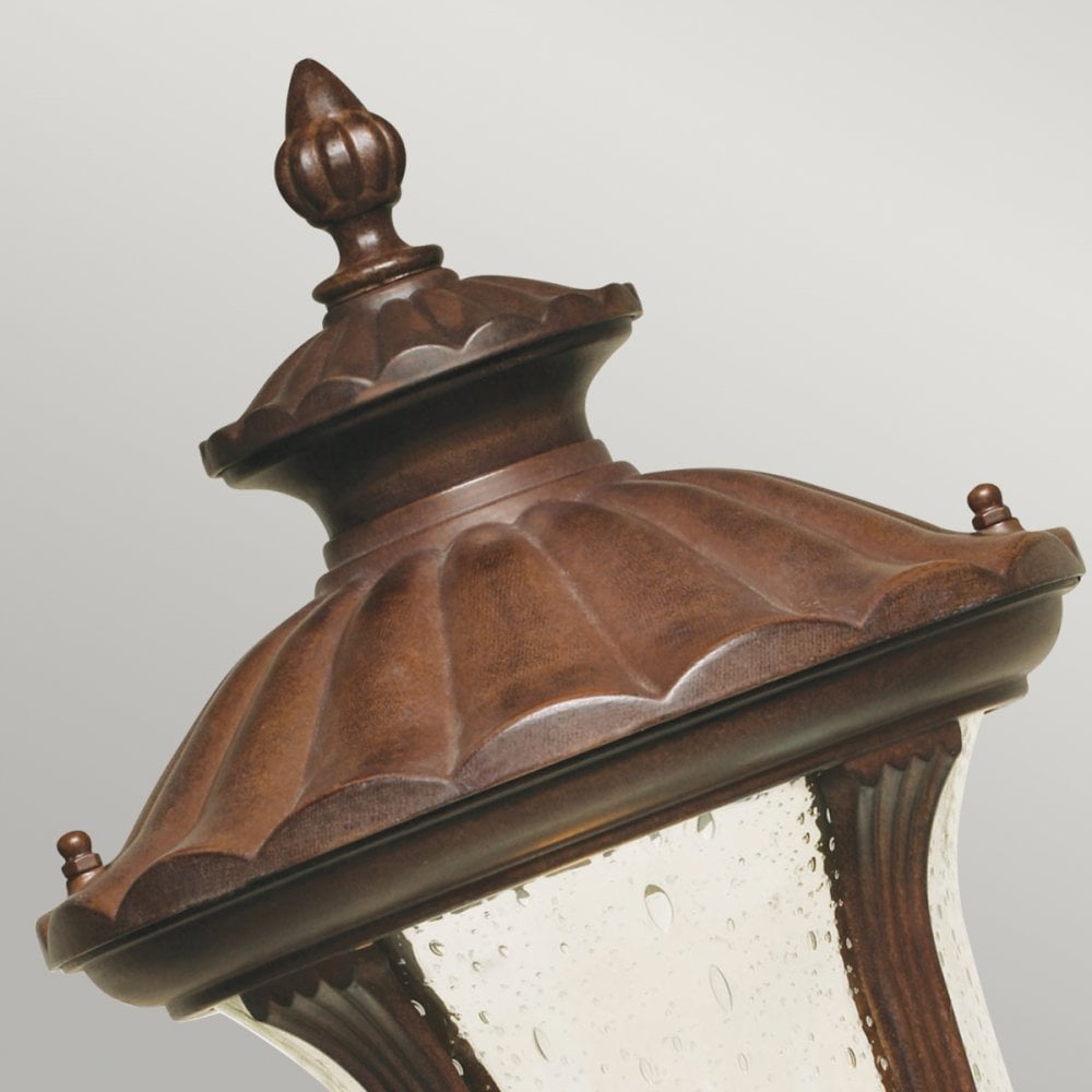 Chicago Small Pedestal Lantern in Rusty Bronze Patina