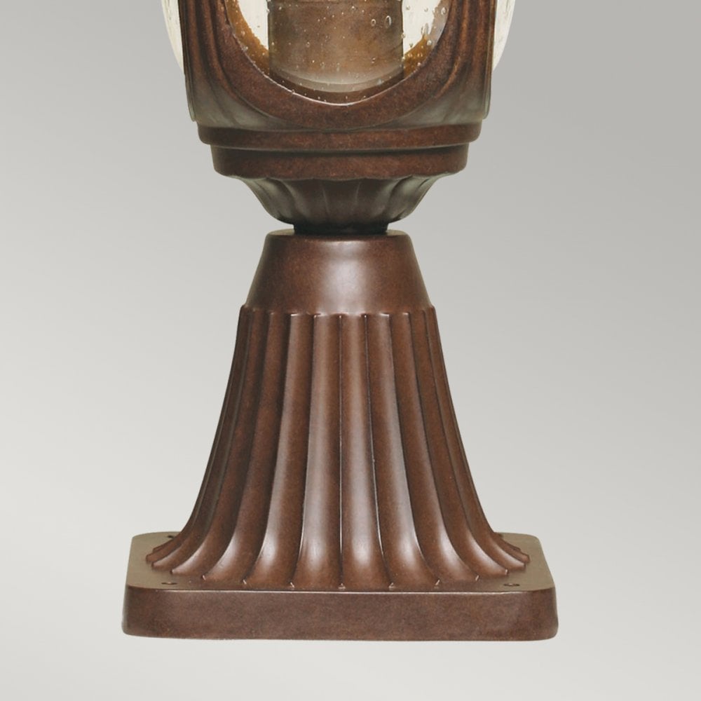 Chicago Small Pedestal Lantern in Rusty Bronze Patina