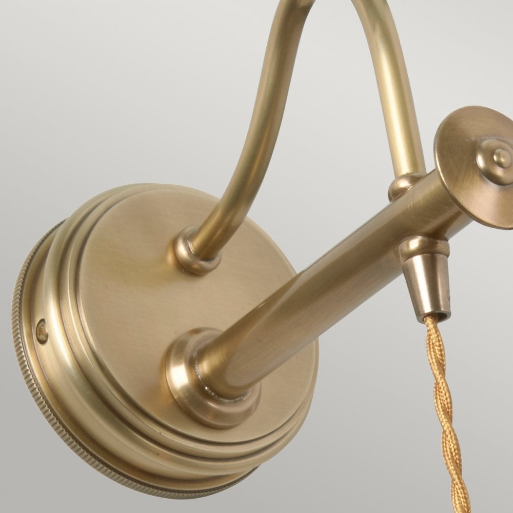 Douille Single Wall Light in Aged Brass with Ribbed Glass Shade