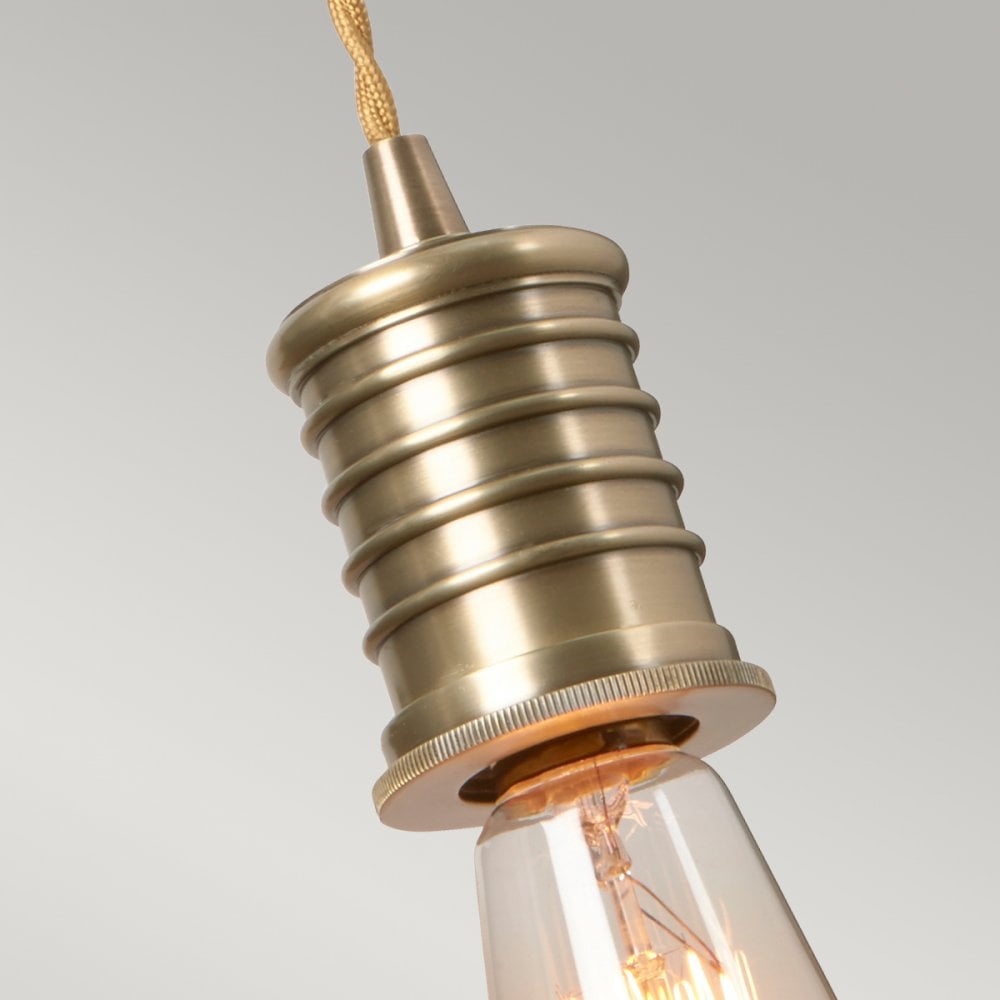 Douille Single Wall Light in Aged Brass with Ribbed Glass Shade