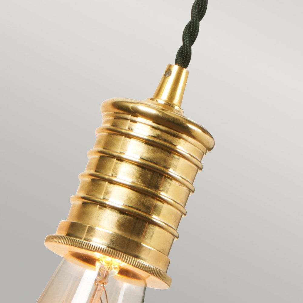 Douille Single Wall Light in Black & Polished Brass with Ribbed Glass Shade