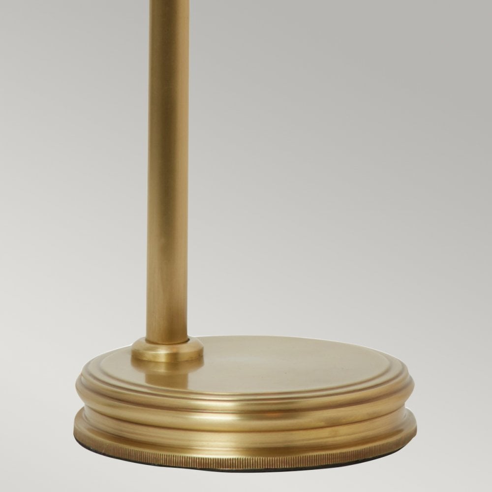 Douille Table Lamp in Aged Brass with Ribbed Glass Shade