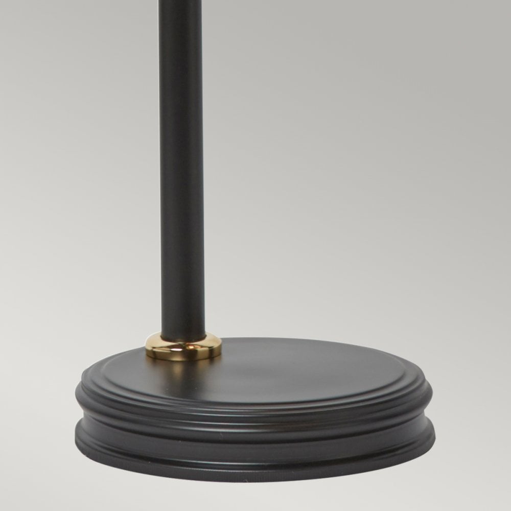 Douille Table Lamp in Black & Polished Brass with Ribbed Glass Shade