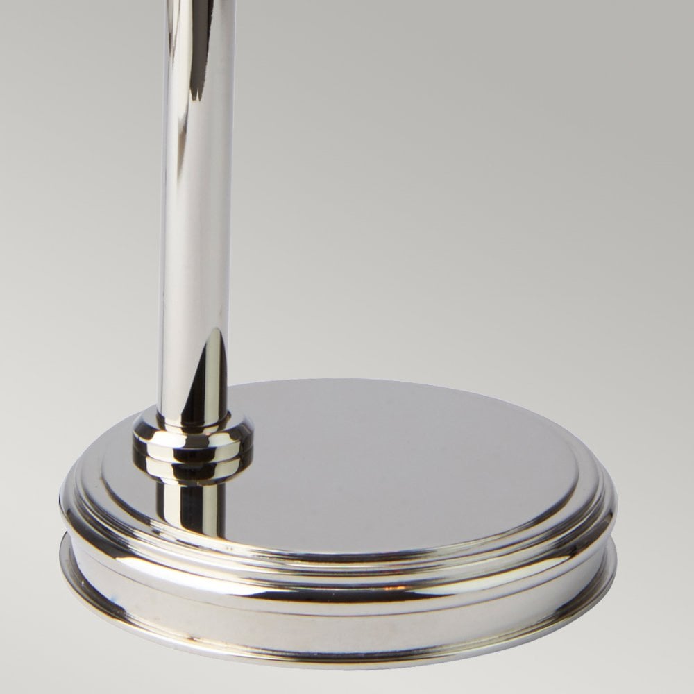 Douille Table Lamp in Polished Nickel with Ribbed Glass Shade