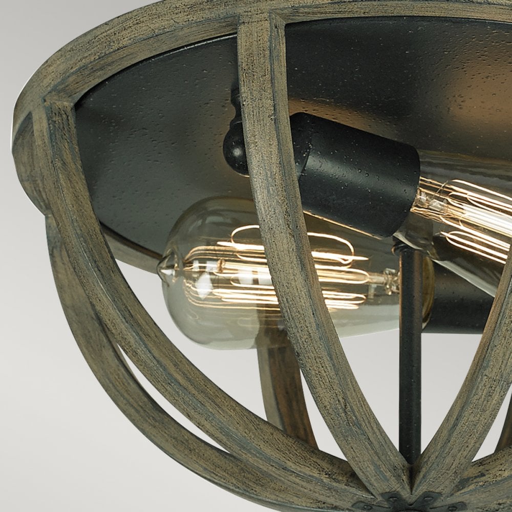 Allier Flush Mount in Weathered Oak Wood