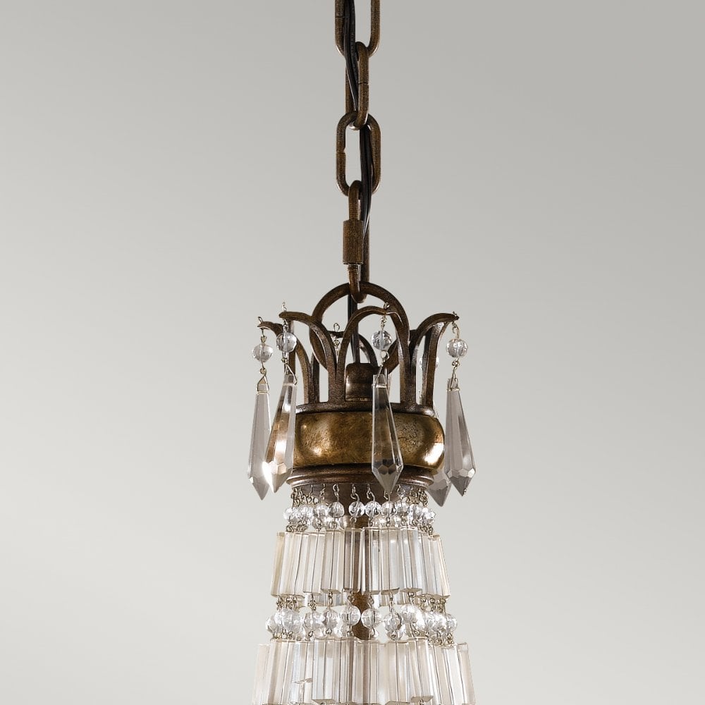 Bellini Six Light Chandelier with Antique Quartz Crystals