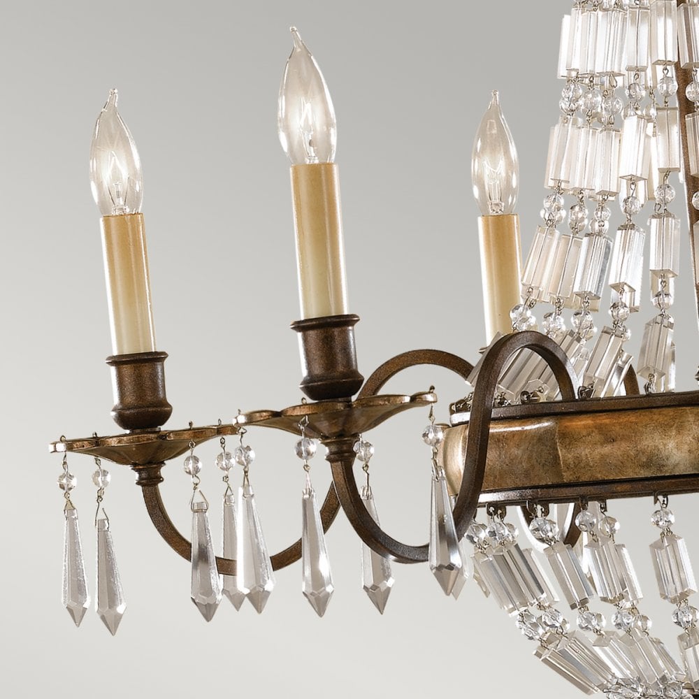 Bellini Six Light Chandelier with Antique Quartz Crystals
