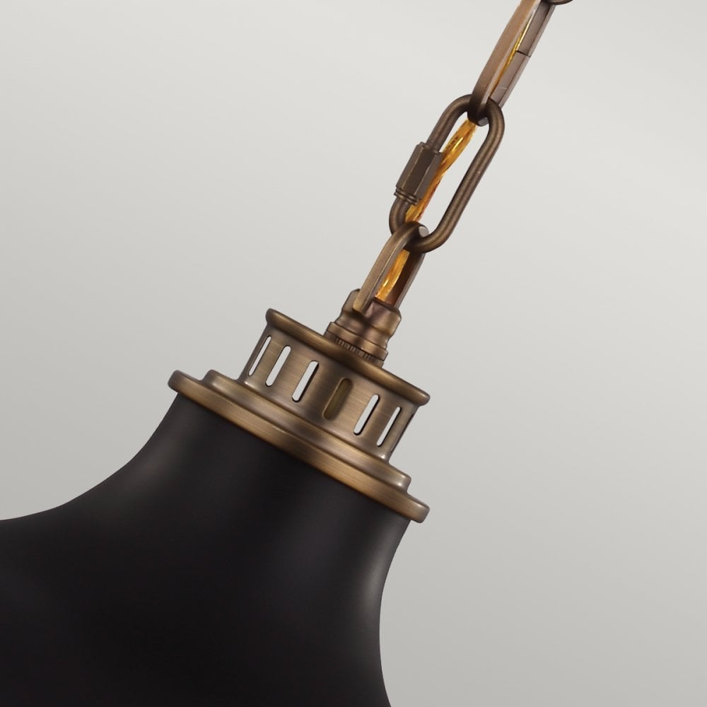 Cadence Pendant Light in Dark Antique Brass & Matte Black