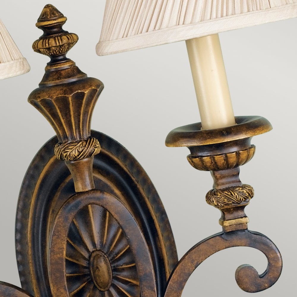 Drawing Room Twin Lamp Wall Light in Walnut