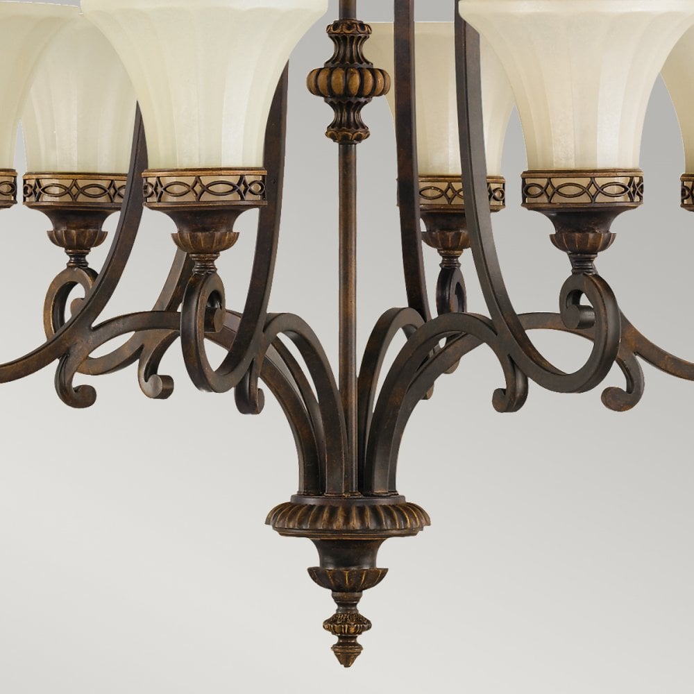 Drawing Room Six Light Chandelier in Walnut