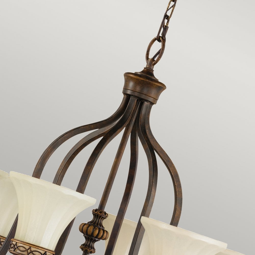 Drawing Room Six Light Chandelier in Walnut