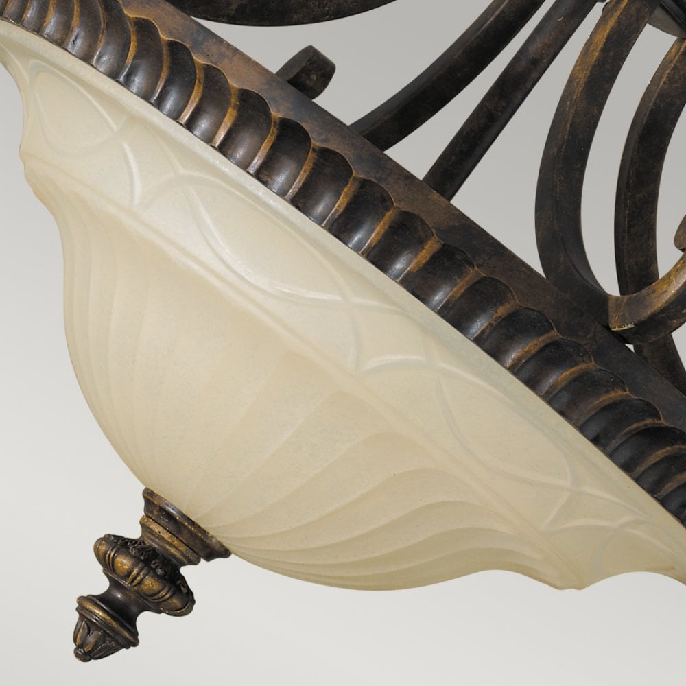 Drawing Room Two Light Semi-Flush in Walnut