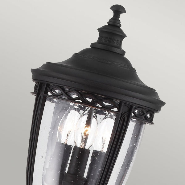 English Bridle 3 Light Medium Bollard in Lantern Black