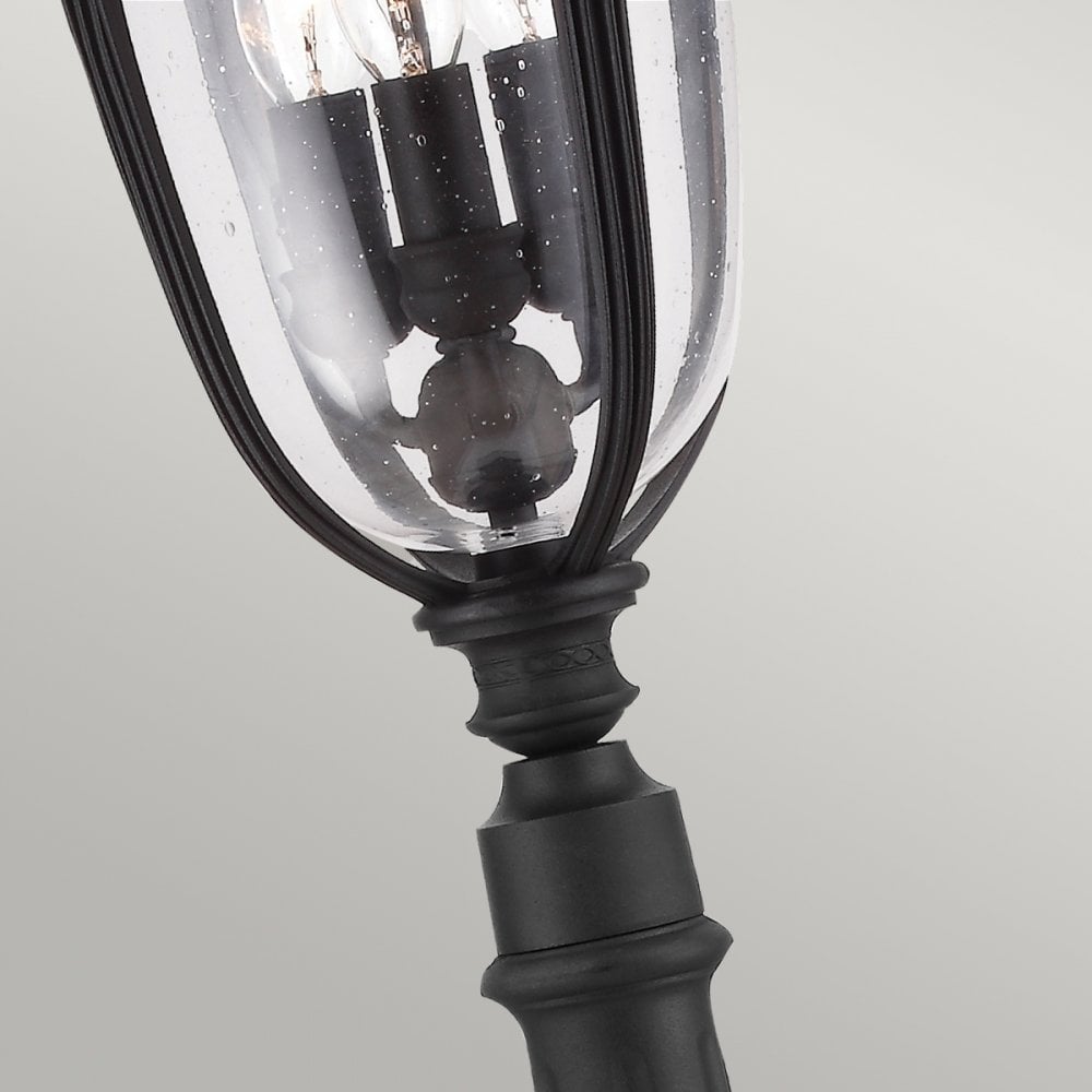 English Bridle 3 Light Medium Bollard in Lantern Black
