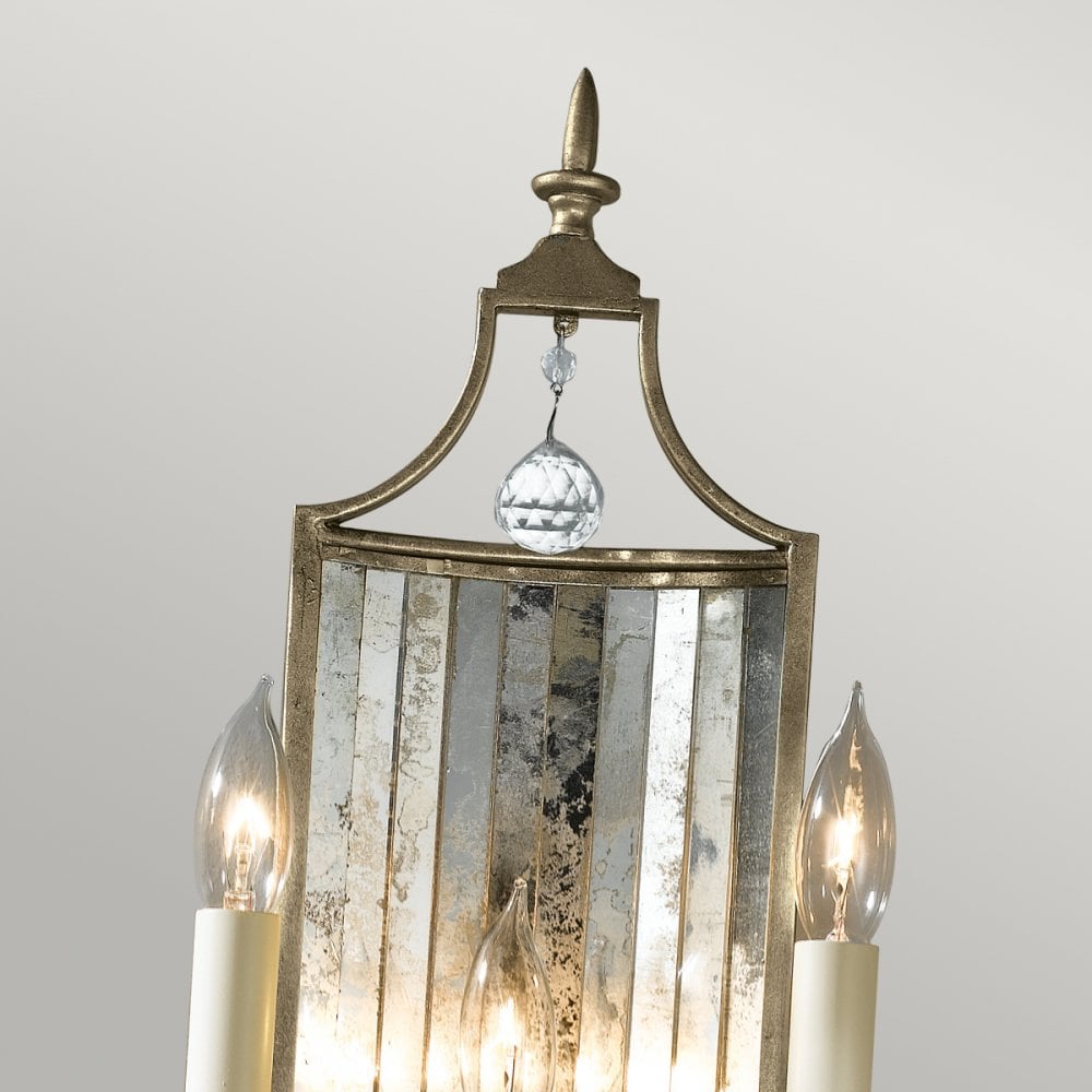 Gianna Three Lamp Wall Light with Aged Mirrored Glass