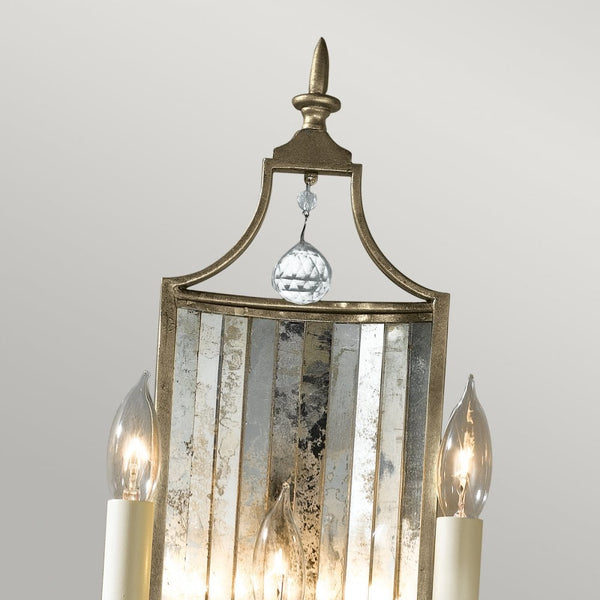 Gianna Three Lamp Wall Light with Aged Mirrored Glass
