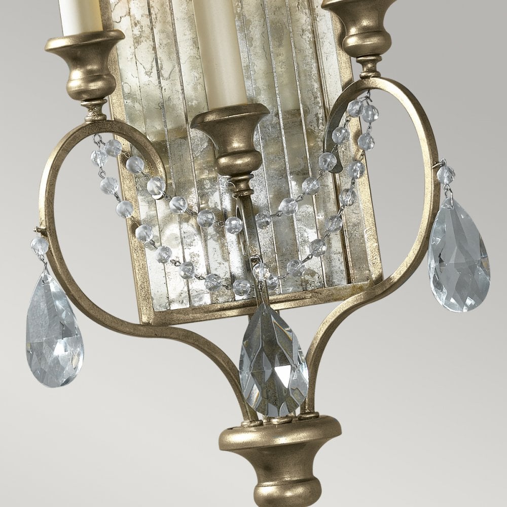 Gianna Three Lamp Wall Light with Aged Mirrored Glass