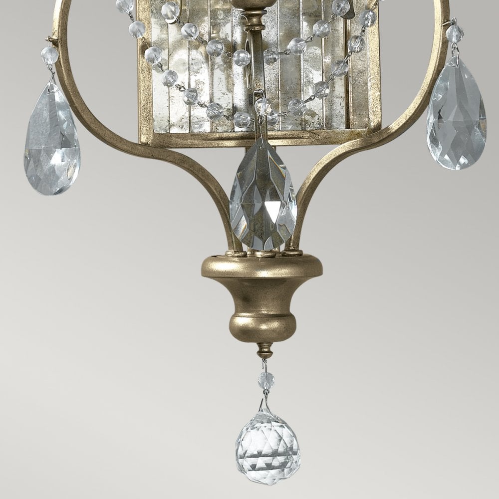 Gianna Three Lamp Wall Light with Aged Mirrored Glass