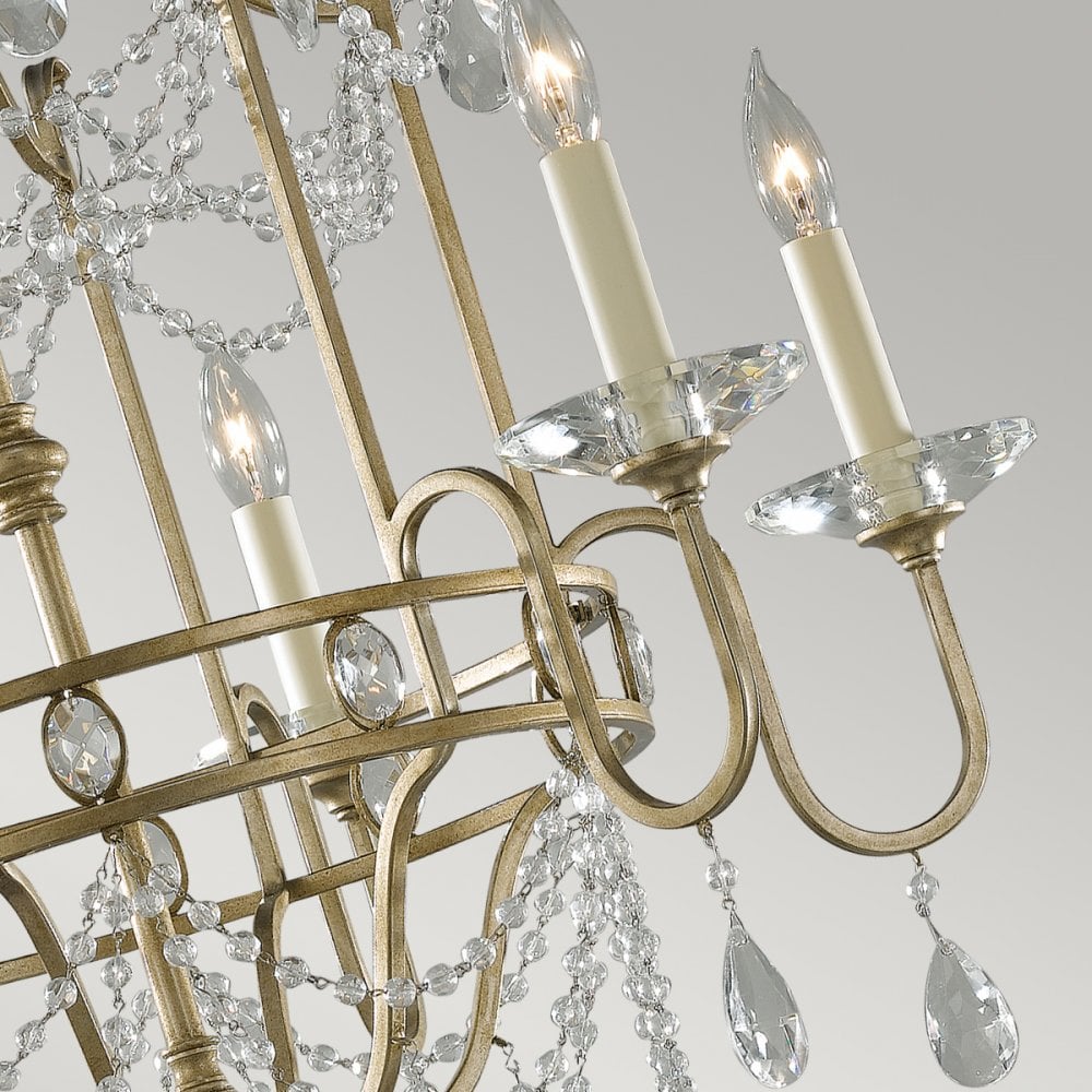 Gianna Six Light Chandelier in Hand Painted Gilded Silver