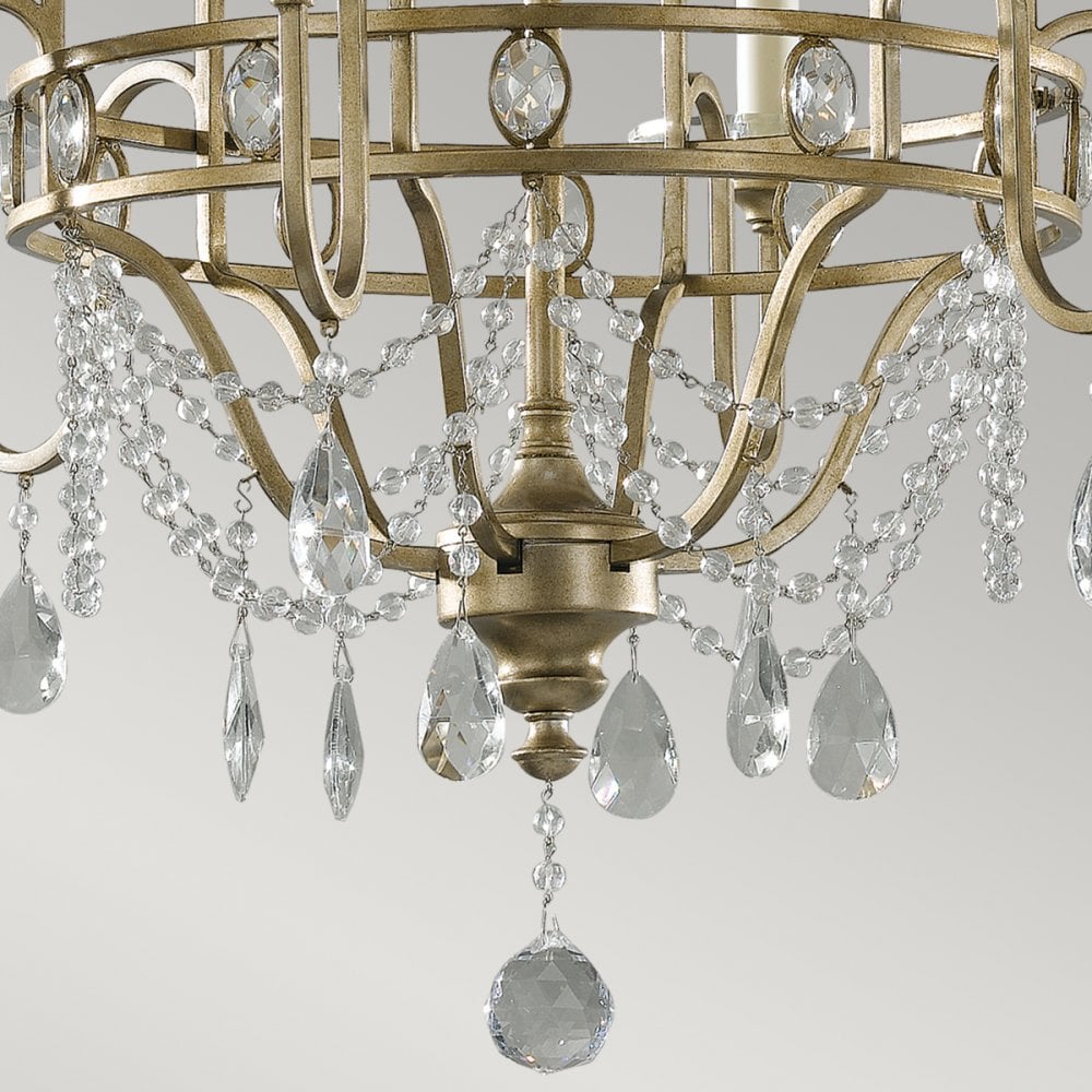Gianna Six Light Chandelier in Hand Painted Gilded Silver