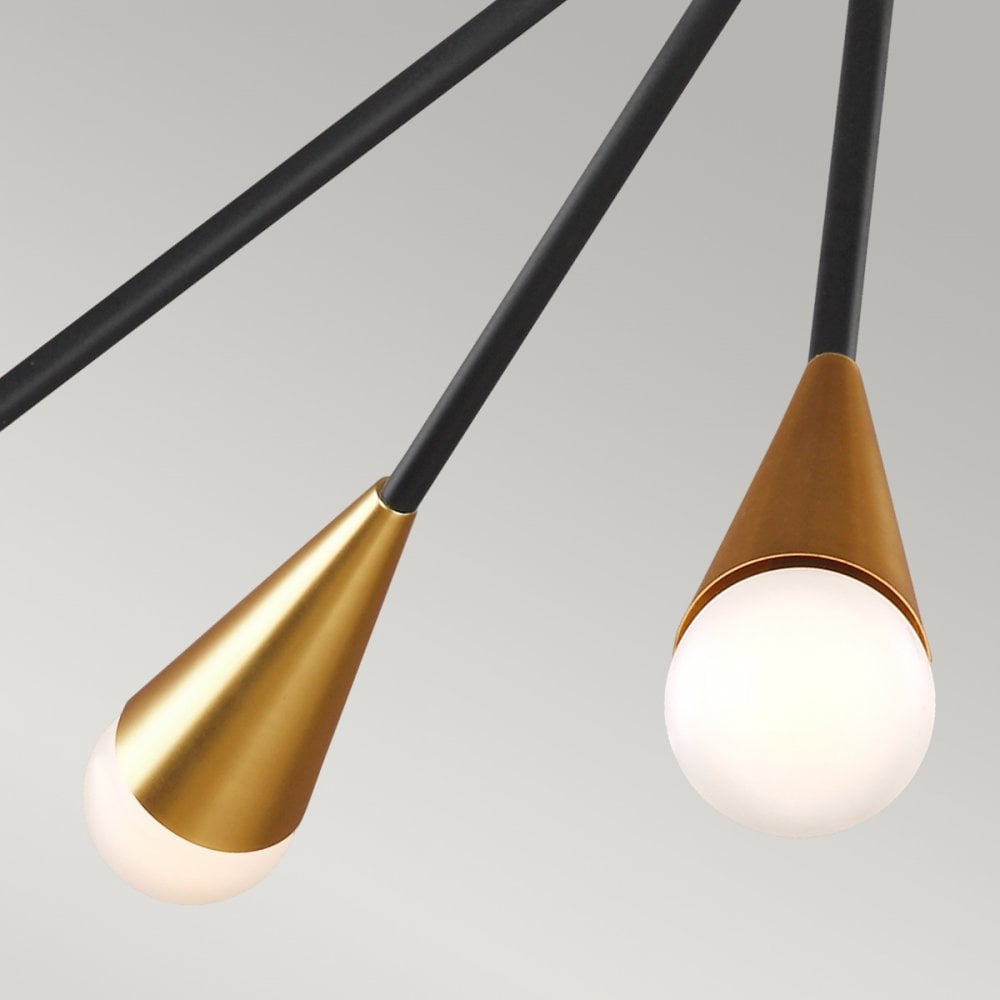 Jax Ten Light Chandelier in Midnight Black & Burnished Brass